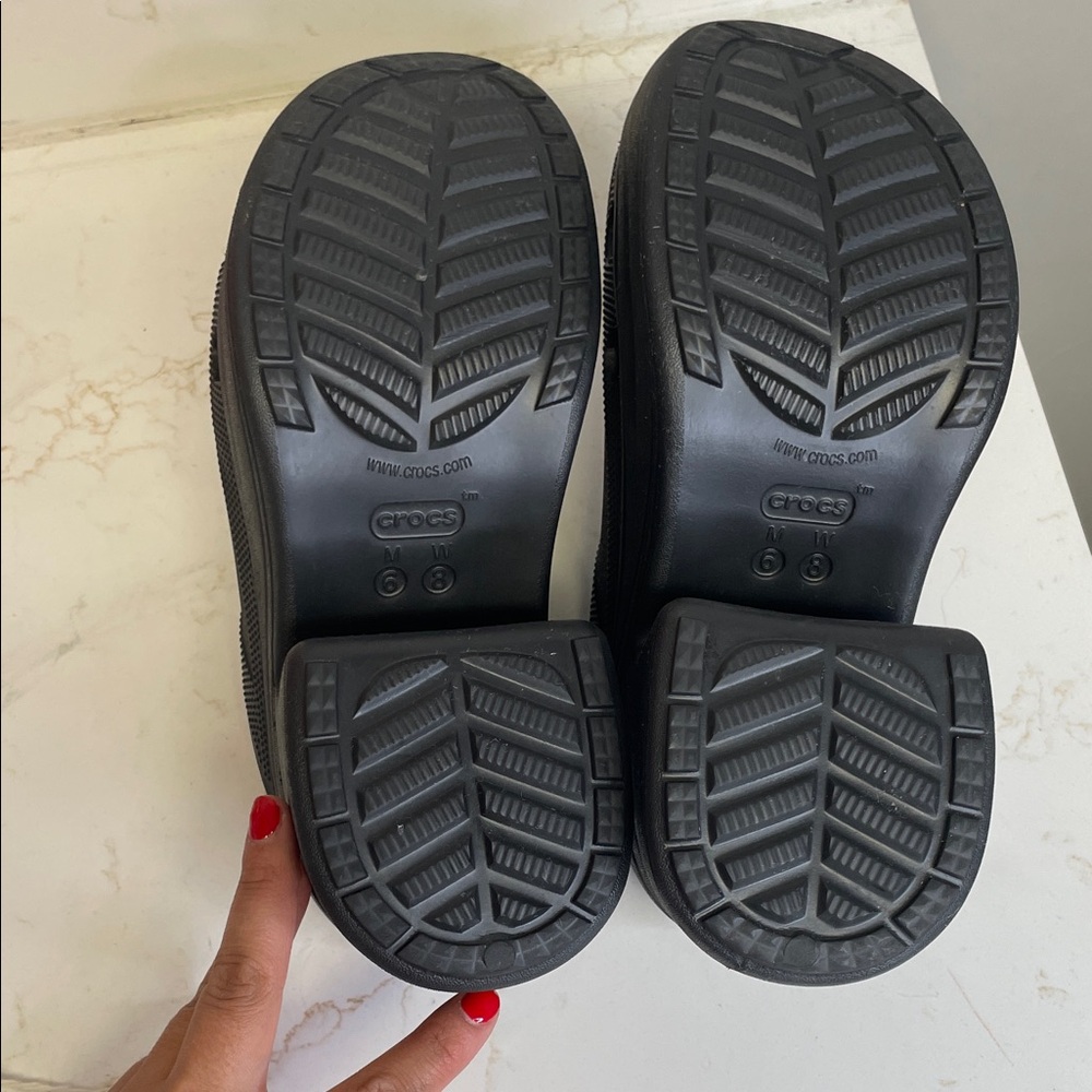 CROCS Black Platform Wedge Clogs - image 3